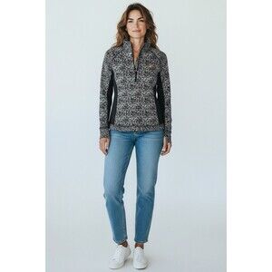 CopperFit quarter-zip Athletic pullover Long Sleeve black/white speckled Sz L